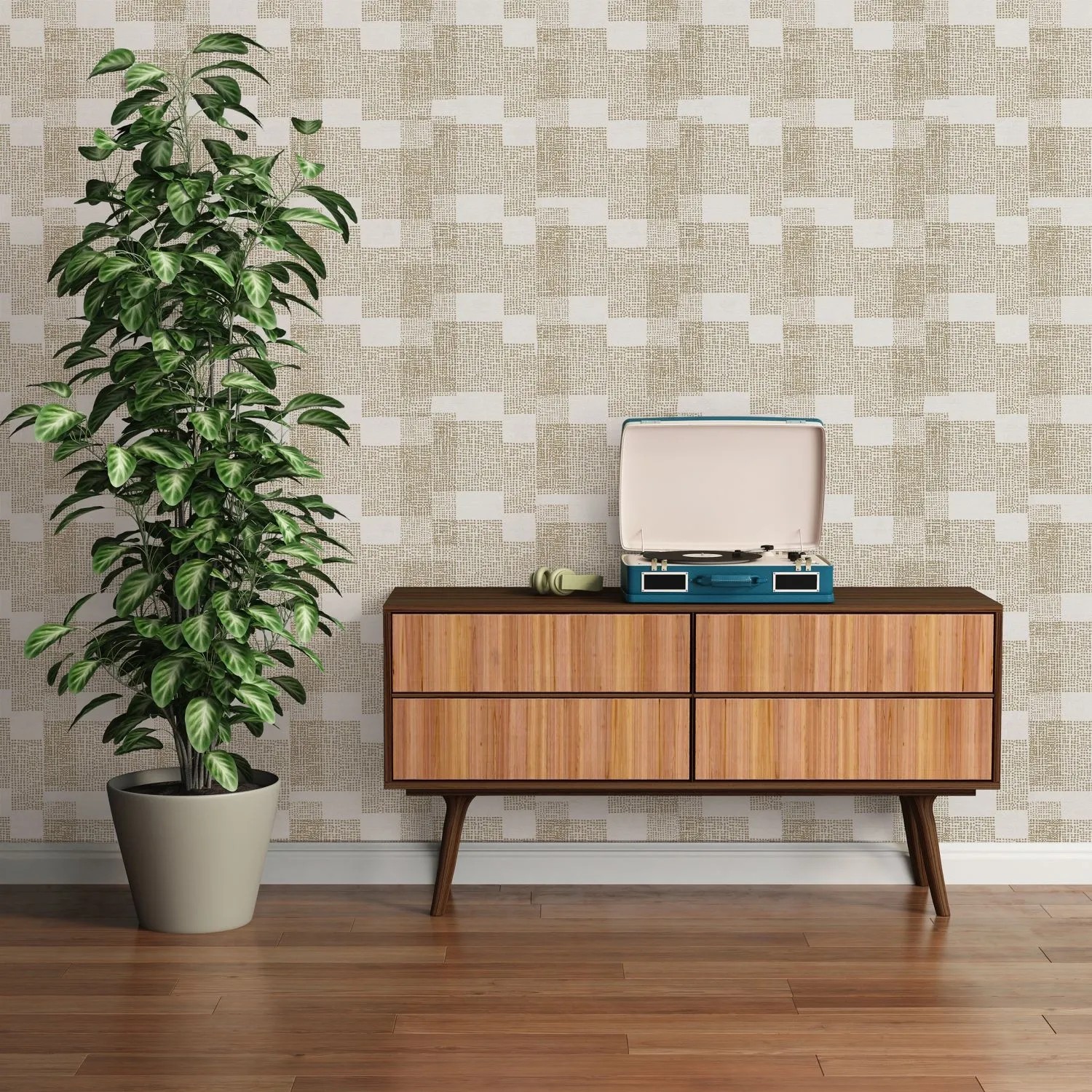 Livingwalls Tapete Geometrisches Motiv Gold und Weiß 53 cm x 10,05  