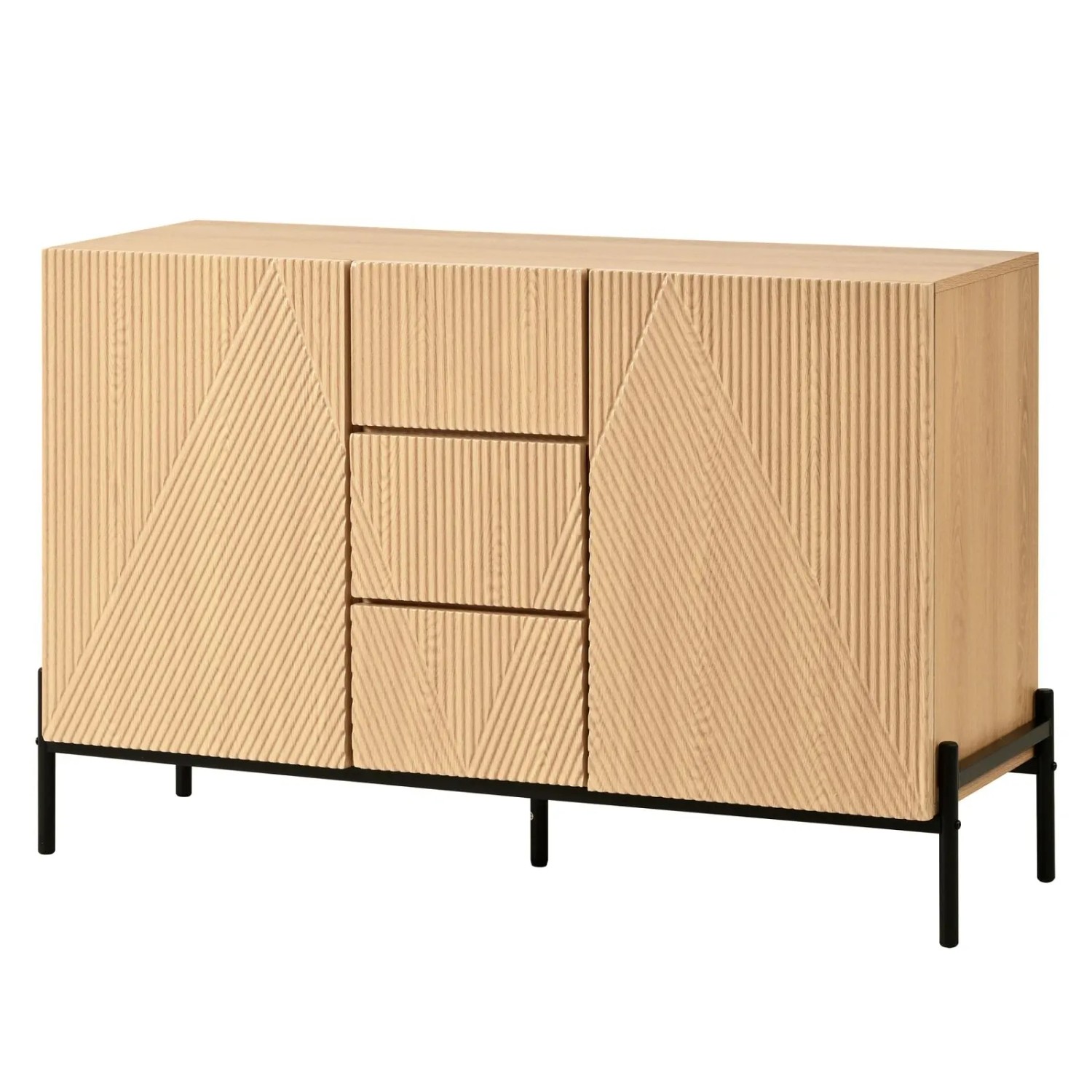 PXloue Sideboard Wohnzimmerschrank  mit 2 Türen und Mittlerer Schublade in Holzoptik
