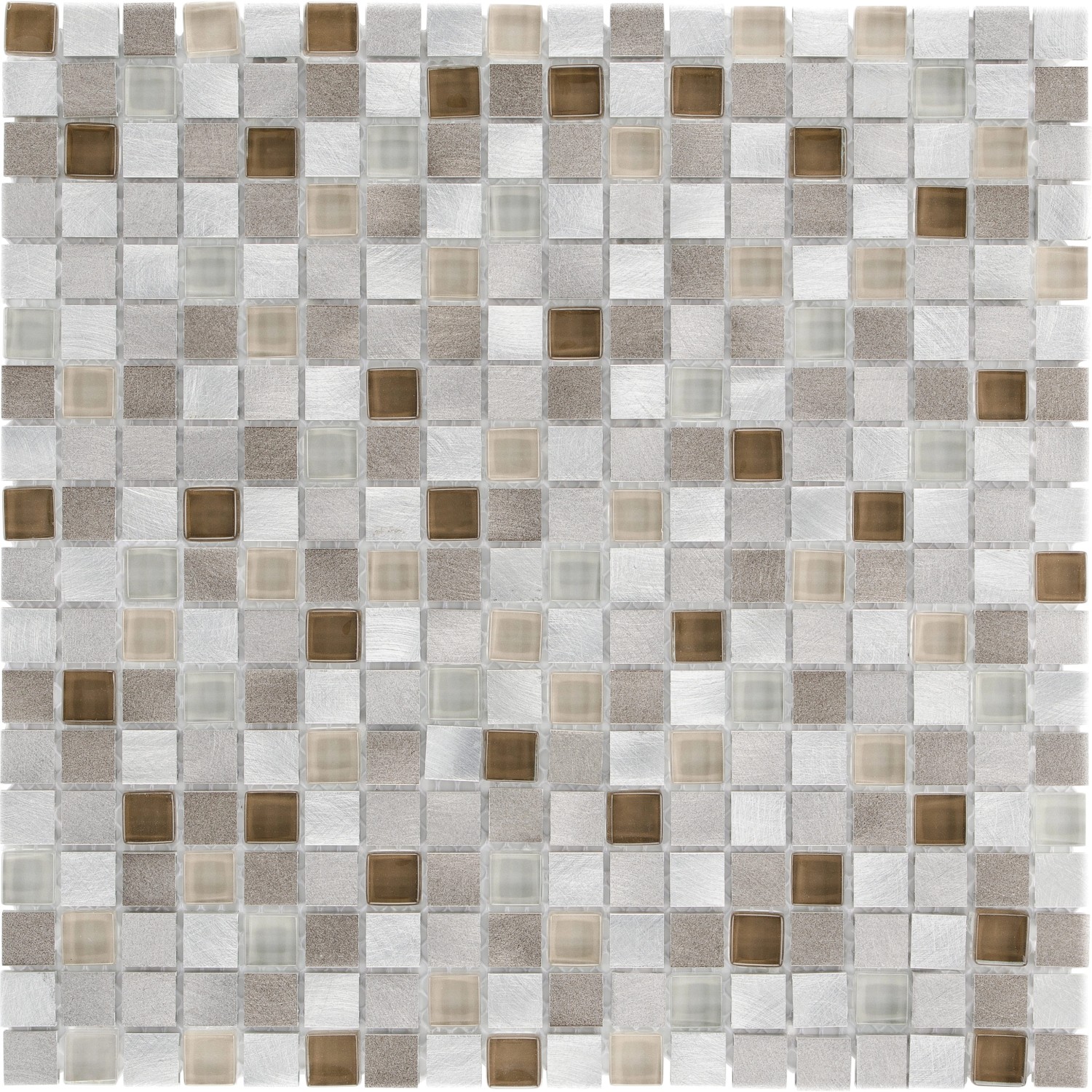 Mosaikmatte Glas & Aluminium Beige brushed 30 cm x 30 cm günstig online kaufen