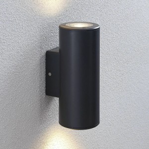 Lindby Wandleuchte Außen Nati 9949025 Spritzwassergeschützt Modern in Schwarz 2-flammig GU10