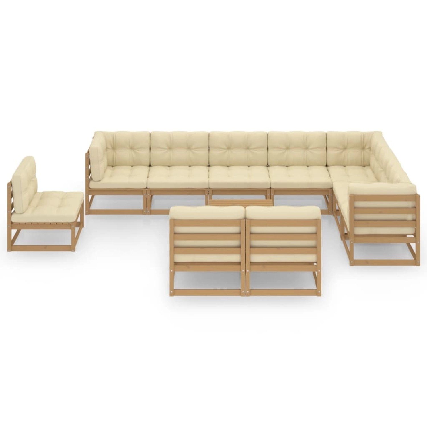 11-tlg. Garten-lounge-set Kissen Honigbraun Kiefer Massivholz günstig online kaufen