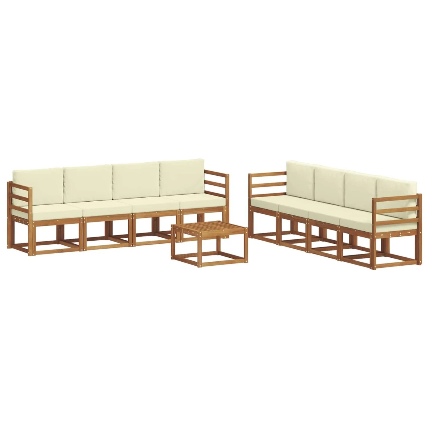 vidaXL Outdoor-Sofagarnitur 9 Stk Natur und Creme Massivholz Akazie 3366168