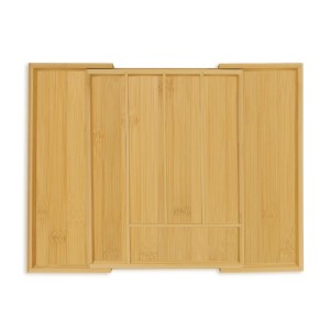 Relaxdays Besteckkasten Bambus MDF Natur Ausziehbar 5 cm x 28,5 cm x 33 cm 1,1 kg