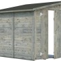Graues Palmako Holz-Gartenhaus Mia mit Pultdach, 222x165 cm. Gartenhaus für Geräte und Möbel.