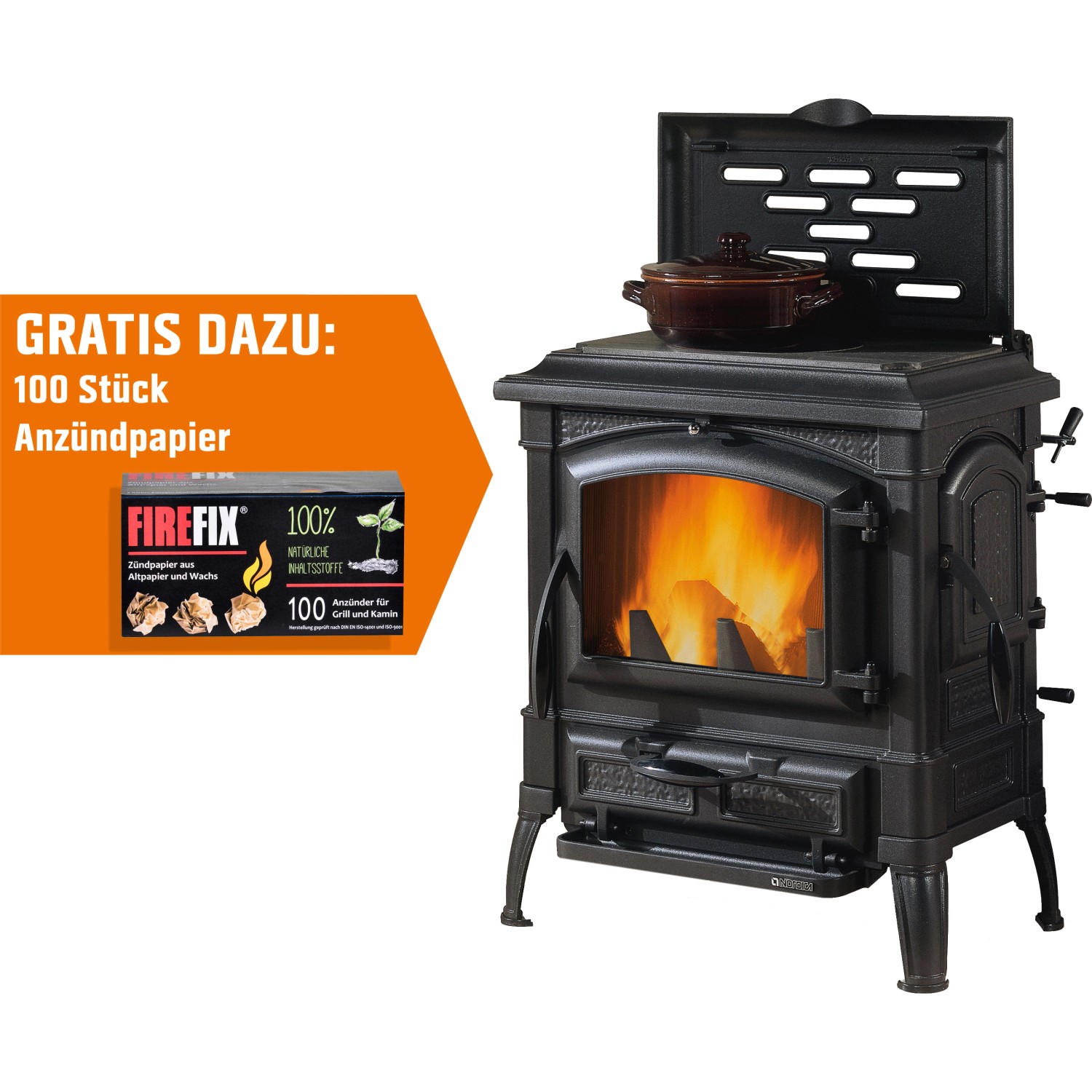 Firefix La Nordica Kaminofen Isetta Gusseisen Schwarz 7,7 kW EEK: A+ günstig online kaufen