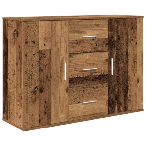 vidaXL Sideboard in Altholz-Optik, 90 cm breit, mit Türen und Schubladen.