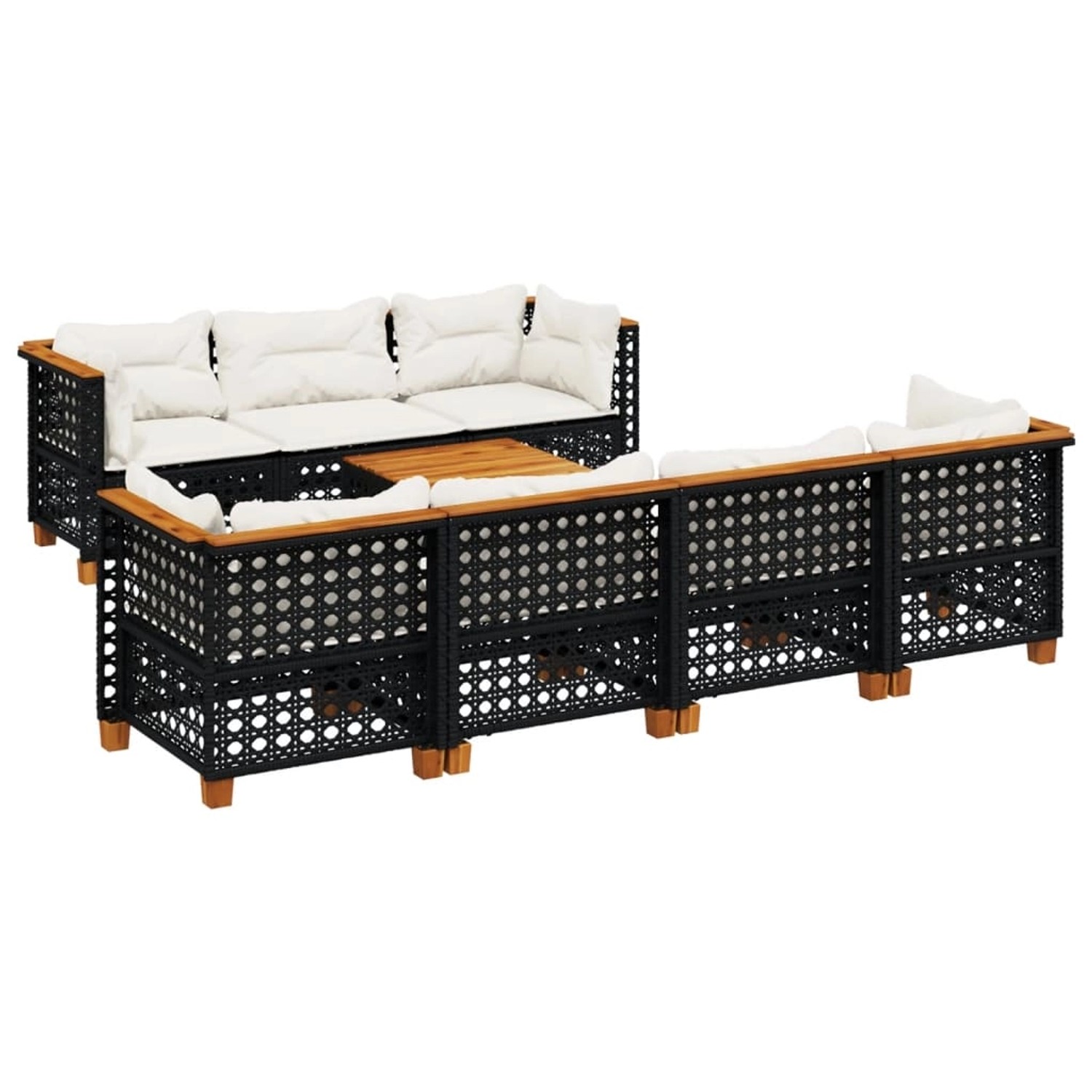 vidaXL 8-Tlg Garten-Sofagarnitur mit Kissen Schwarz Poly Rattan 3261752 günstig online kaufen