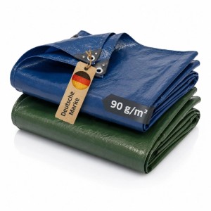 NOOR Abdeckplane Easy, blau und grün, 90 g/m², mit Ösen. Wasserdichte Gewebeplane für Garten & Schutz.