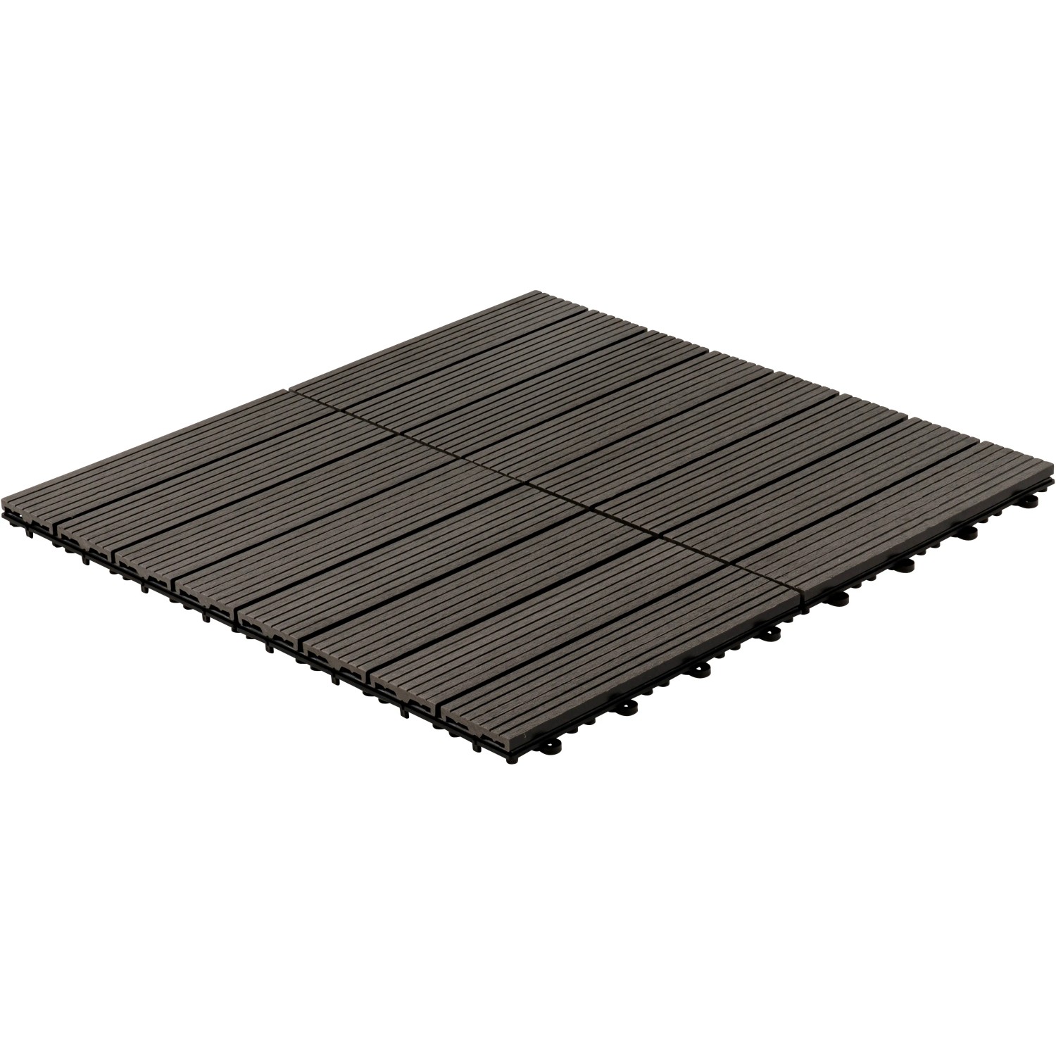 Anthrazitfarbene Home Deluxe WPC-Fliesen Bavaro (3 m²) mit Holzoptik und Klicksystem.