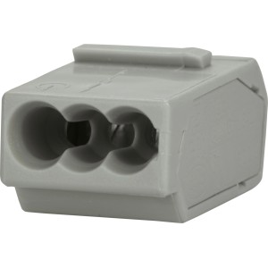 Graue Dosenklemme, 3-polig, für starre Leiter von 0,5-2,5 mm, 100er Pack.