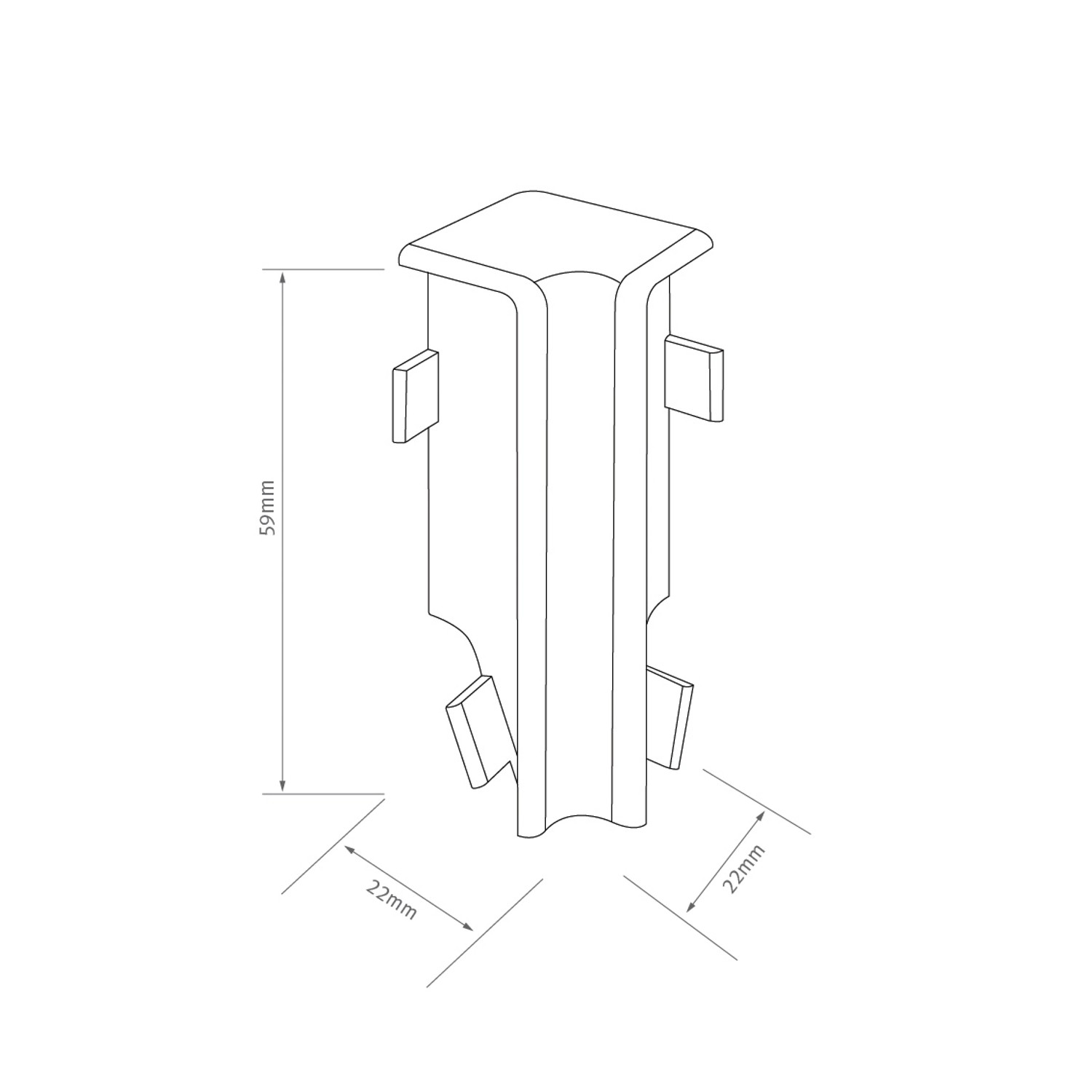 Egger Innenecke Kubisch, 6 cm, Eiche Honig, 2er-Pack, für Leistenmontage ohne Gehrungsschnitt.