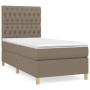 Boxspringbett Taupe 90x190 cm mit Matratze und gestepptem Kopfteil.
