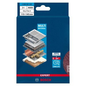 Bosch Vliesschleifpad Expert N880, sehr fein, 2-teilig, 115x140mm, für Handschleifen.
