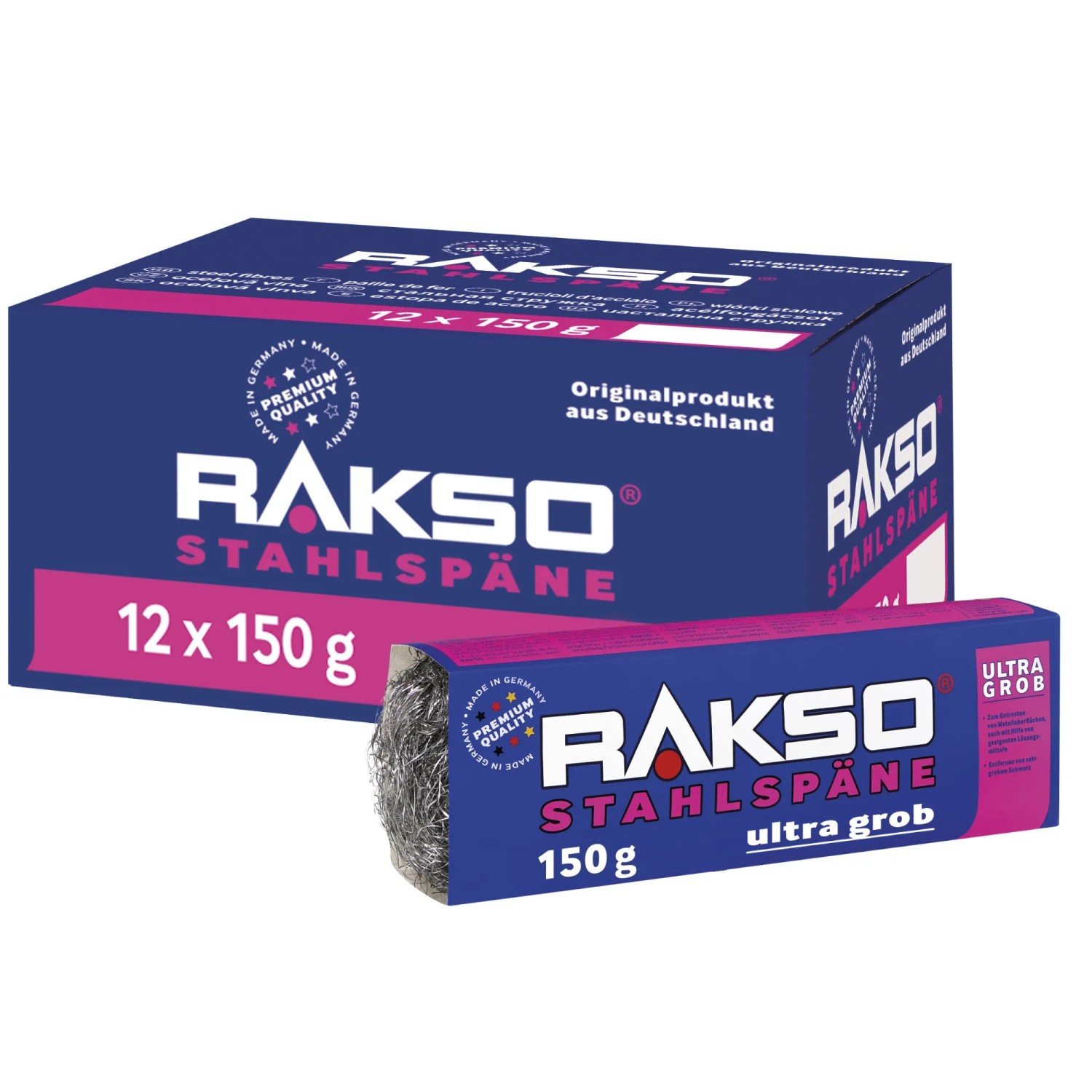 RAKSO Stahlspäne Banderole Sorte Ultra-Grob 12 x 200g