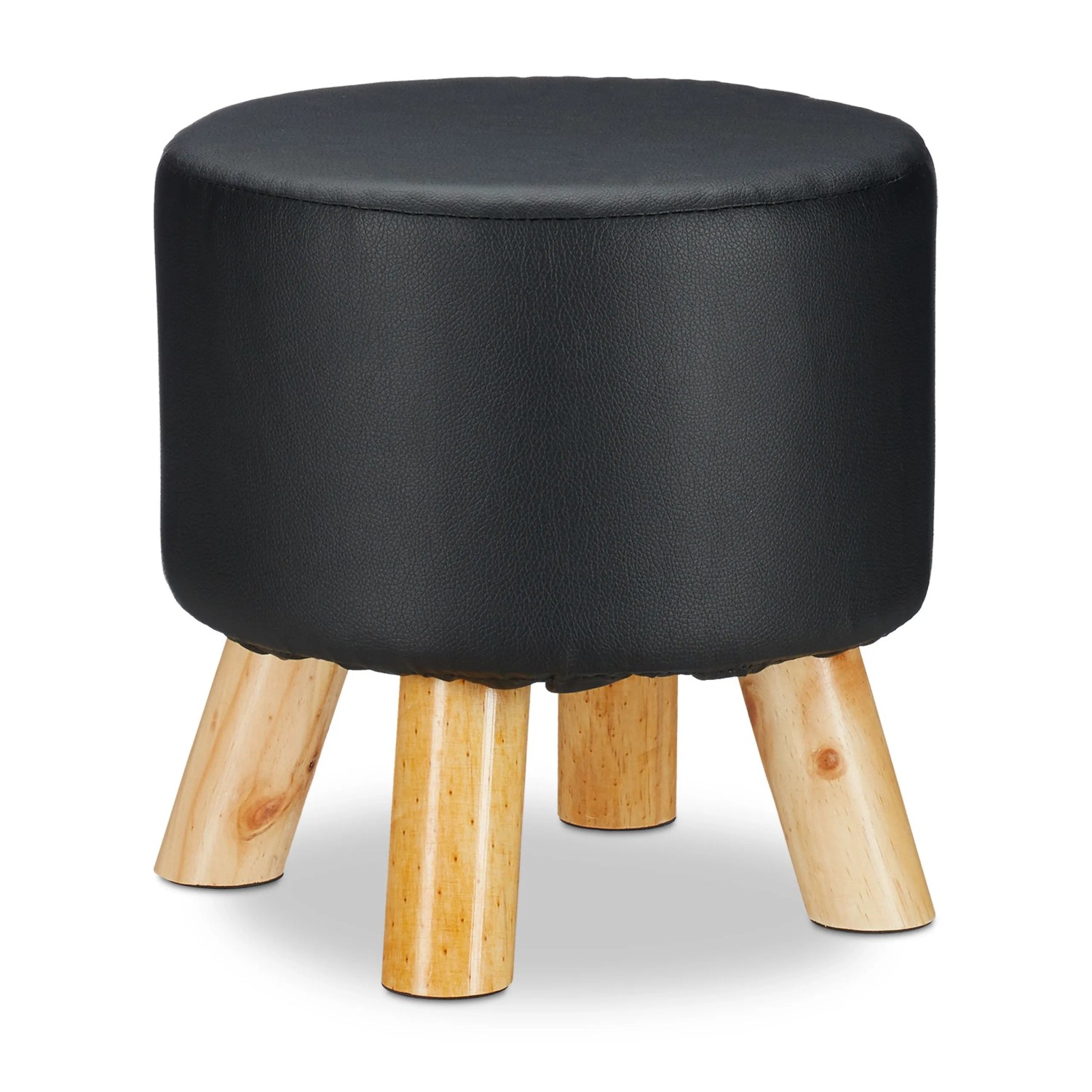 Relaxdays Hocker Kunstleder Schwarz 30 cm x 30 cm 1,7 kg