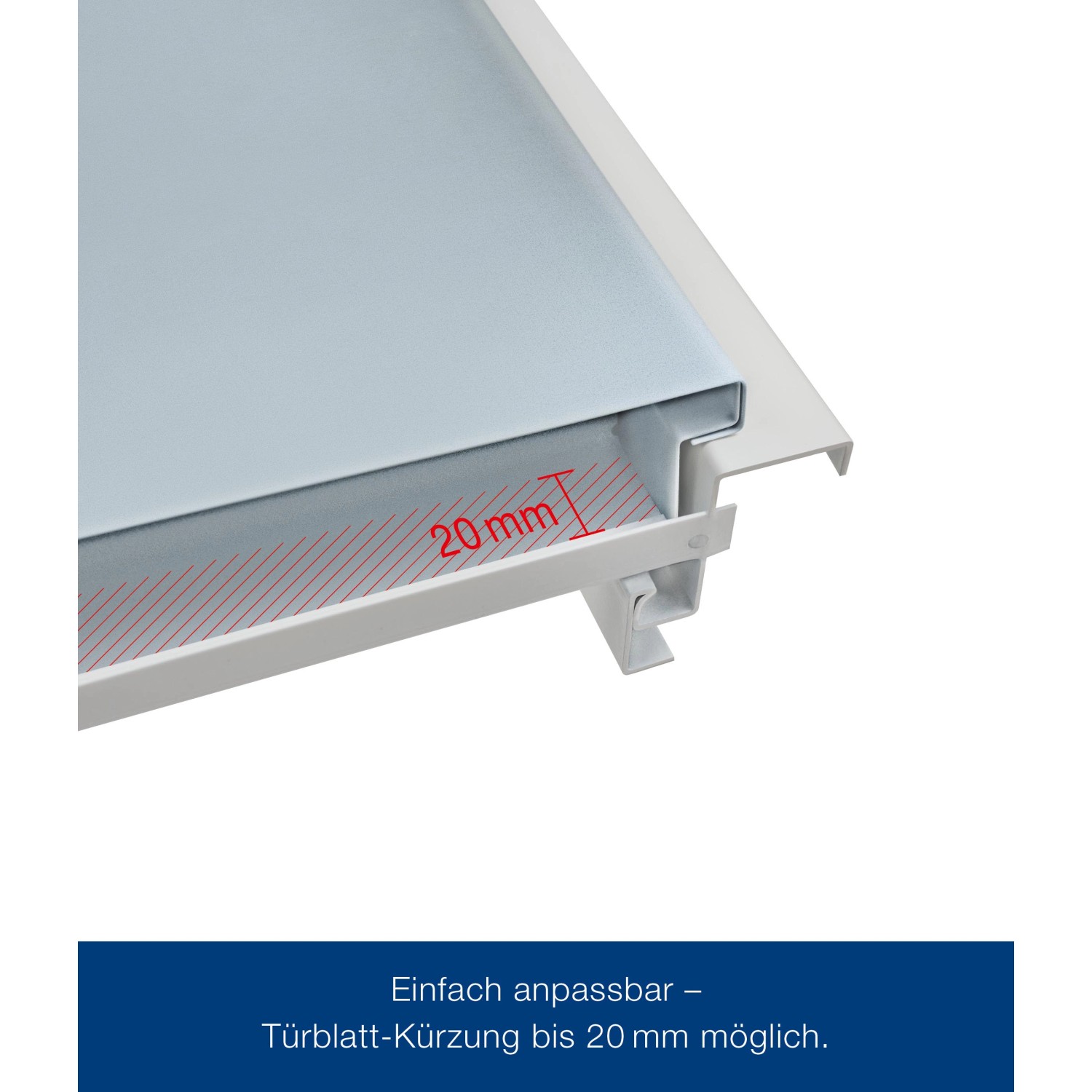 Detailaufnahme ZK-Tür-Element, verzinkt, mit Eckzarge. Kürzung bis 20mm möglich.