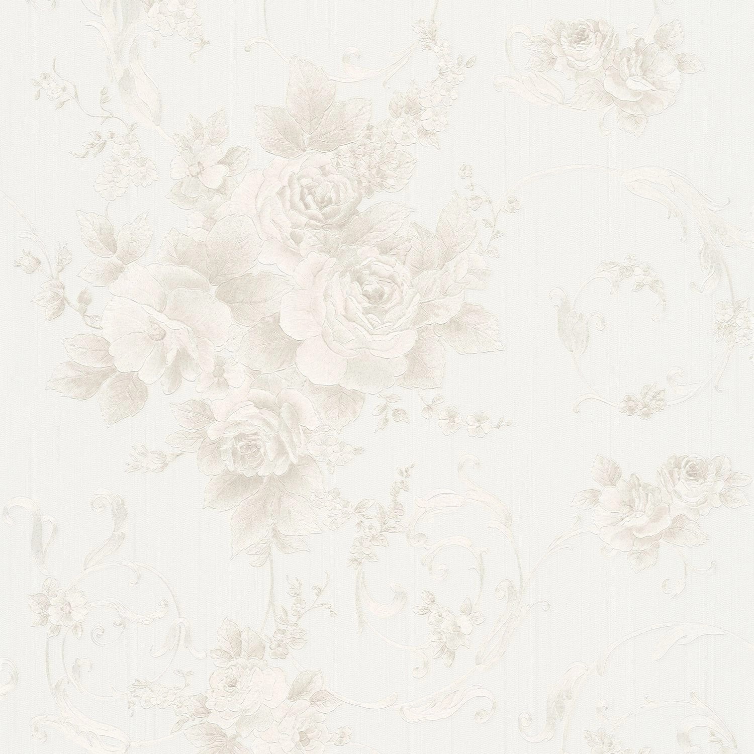 PROFHOME 306472-GU Blumen Tapete Floral Matt Grau Bronze Weiß 0,53 m x 10,0 günstig online kaufen