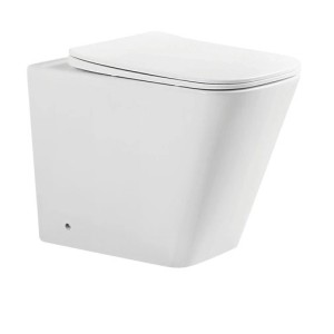 Glasdeals Stand-WC BTW-6055, spülrandlos mit SoftClose Sitz, weiße Keramik Toilette.