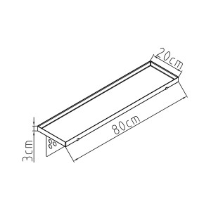 Hattoro Metall Regal zur Wandbefestigung im Gartenhaus oder Gerätehaus, Detailzeichnung mit Maßen.