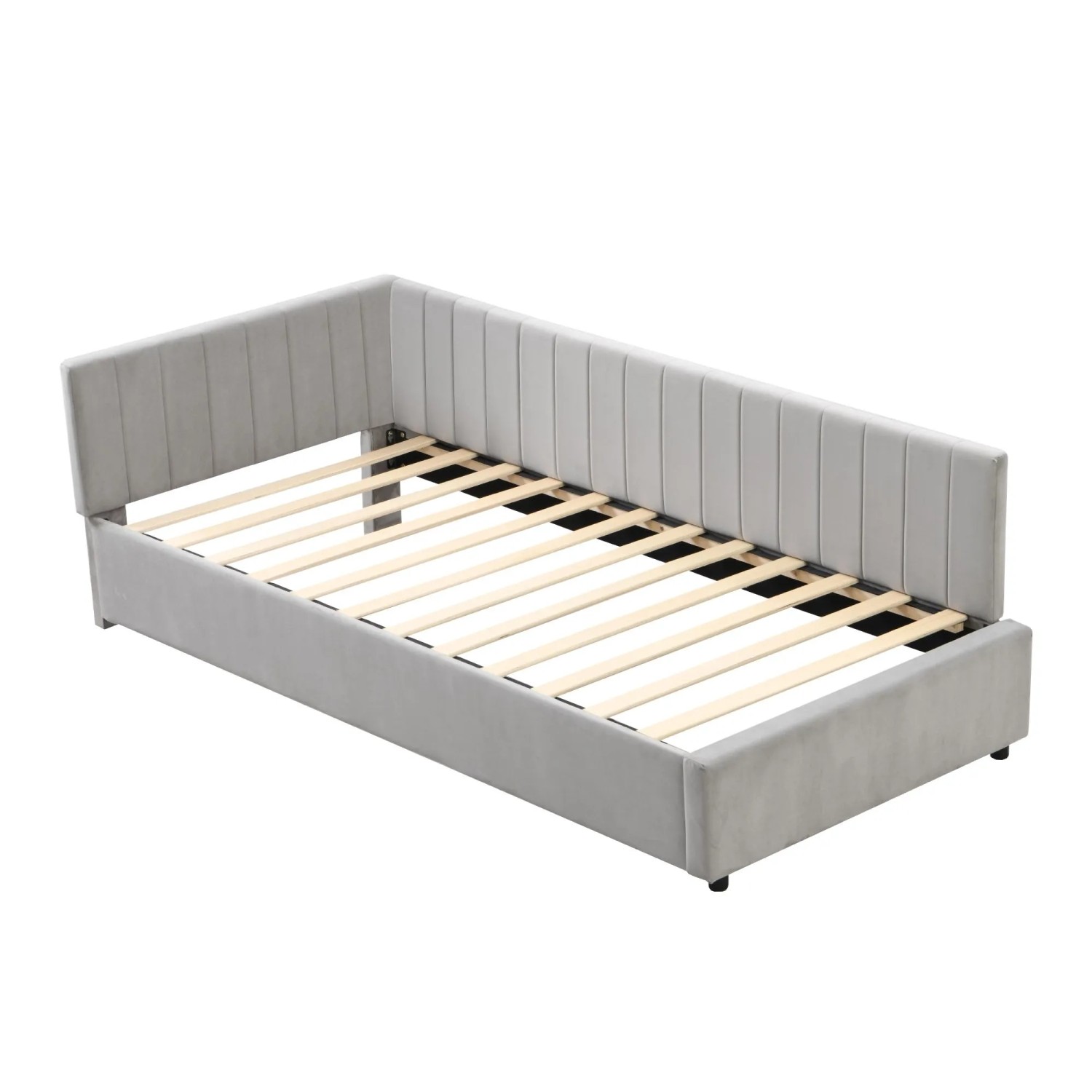 Merax Sofabett 90x200cm Samt Lattenrost Grau