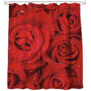 Sanilo Duschvorhang mit Rosenmuster, rot, 180x200 cm.