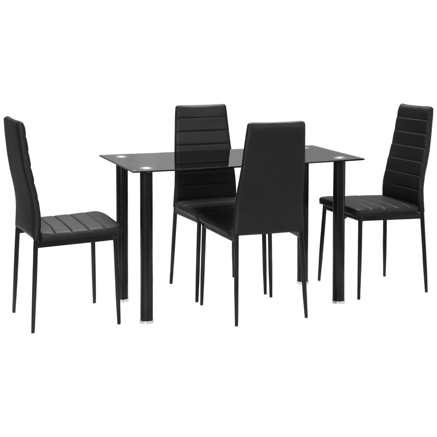 HOMCOM Esszimmergruppe Kunstleder Stahl Schwarz 120L x 60B x 97H cm günstig online kaufen