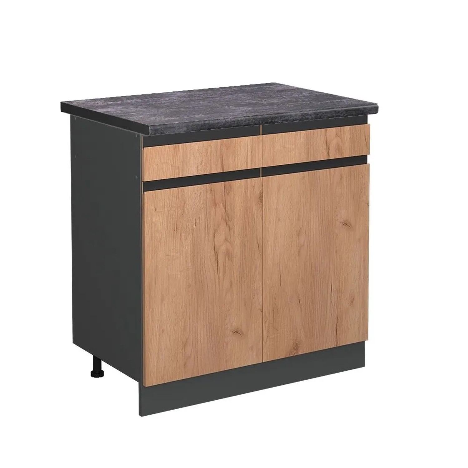 Vicco Küchenunterschrank R-Line Goldkraft Eiche Anthrazit 80 cm J-Shape AP Anthrazit
