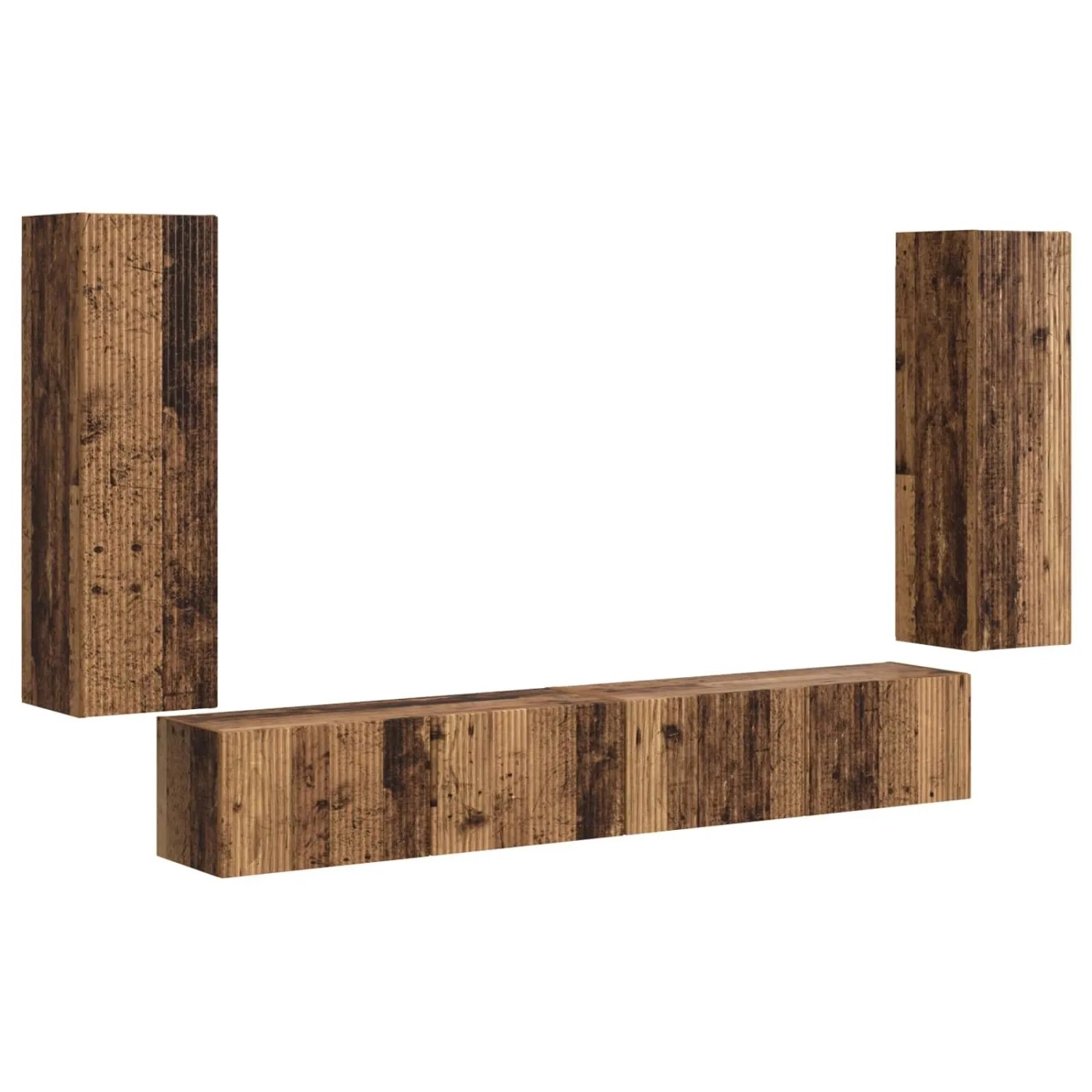 vidaXL TV-Wandregal-Set Wandmontiert 4 Stk Altholz Holzwerkstoff 3408932