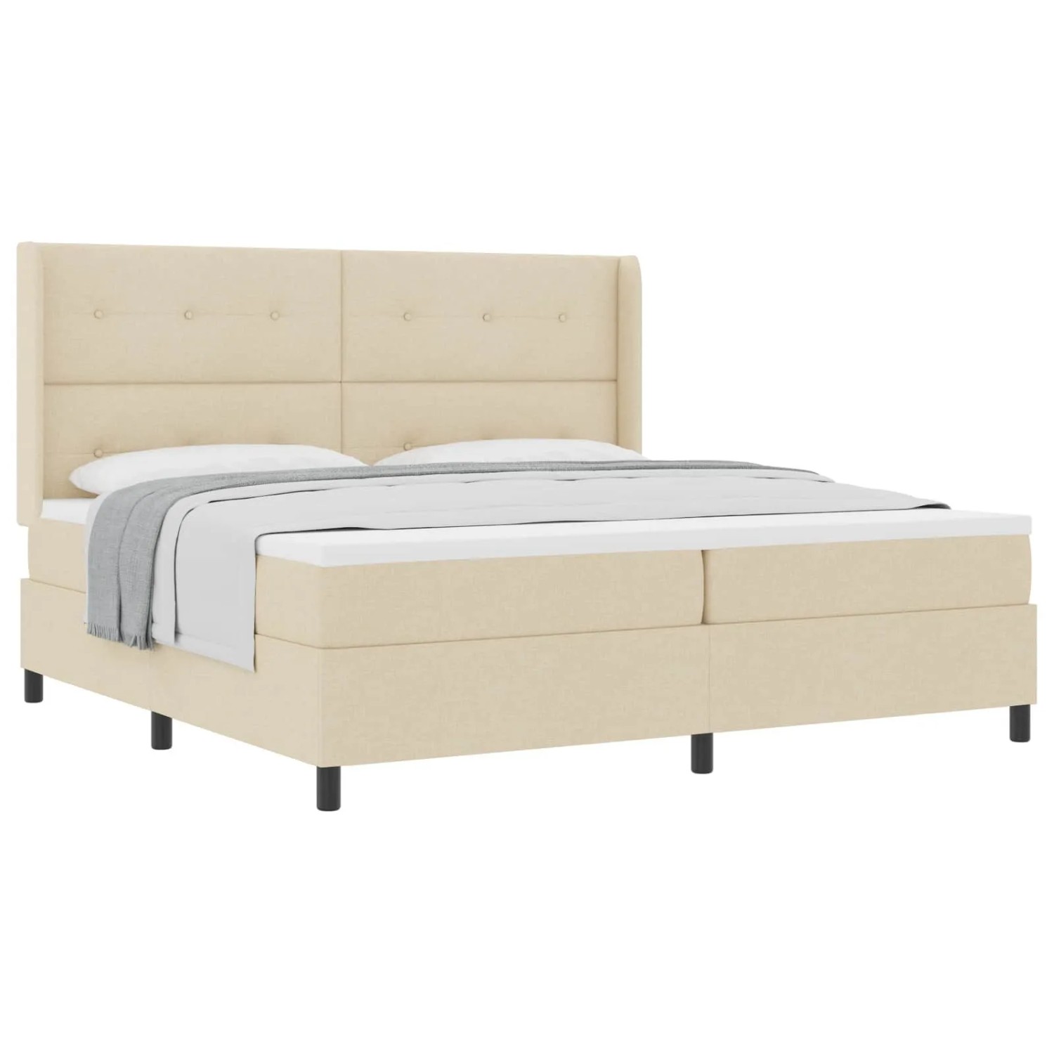 vidaXL Boxspringbett mit Matratze Creme 200 x 200 cm Stoff 3341670