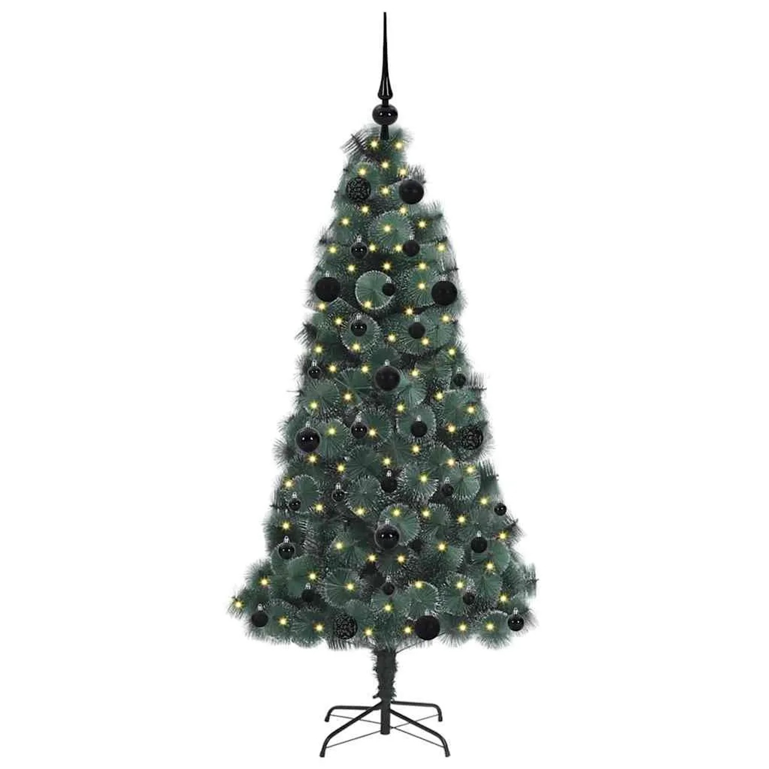 vidaXL Künstlicher Vorbeleuchteter Weihnachtsbaum mit Kugelset 150 cm 3396154