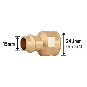 Übergangsmuffe aus Rotguss, 15 mm x 24,1 mm (Rp 3/4), für Heizung, Wasser, Solar.