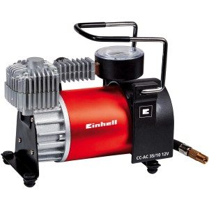 Einhell Auto-Kompressor 35/10 CC-AC 12 V, rot/schwarz, mit Manometer und Adaptern für Reifen, Bälle, Luftmatratzen.