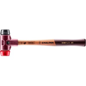 Halder Schonhammer Simplex D 30 mm mit Gummi- und Kunststoffeinsatz, Holzstiel.