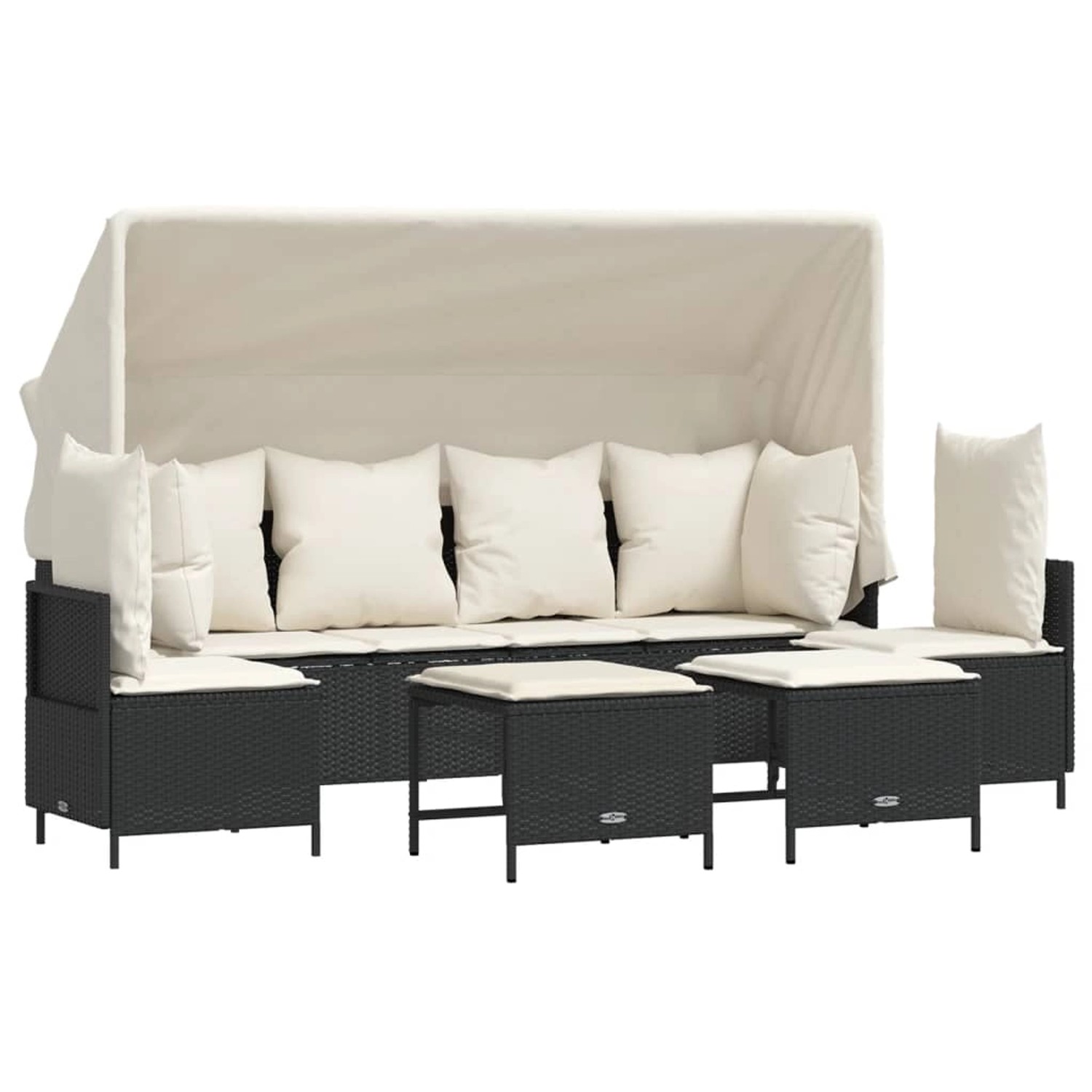 vidaXL 5-tlg Garten-Sofagarnitur mit Kissen Schwarz Poly Rattan Modell 158 günstig online kaufen