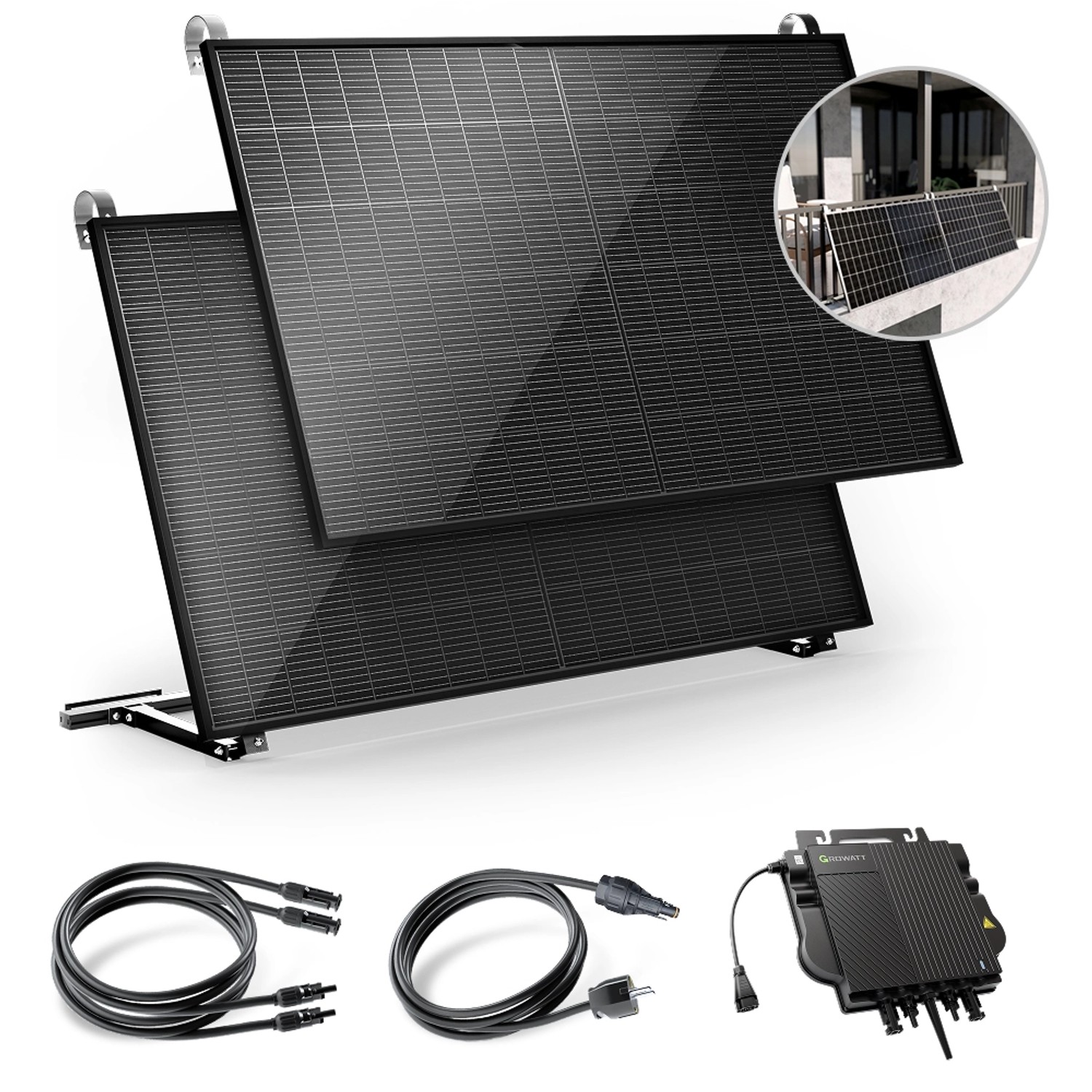 Solakon Balkonkraftwerk 900W Solaranlage mit Balkonhalterung Steckerfertig günstig online kaufen