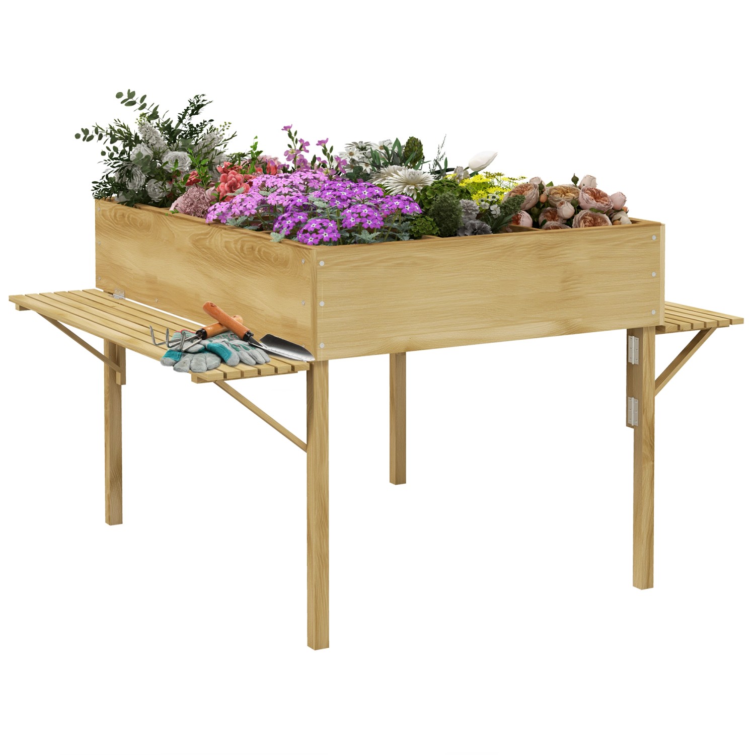 Thumbnail - Outsunny Hochbeetkasten Tannenholz Naturholz 122L x 91,5B x 89H cm