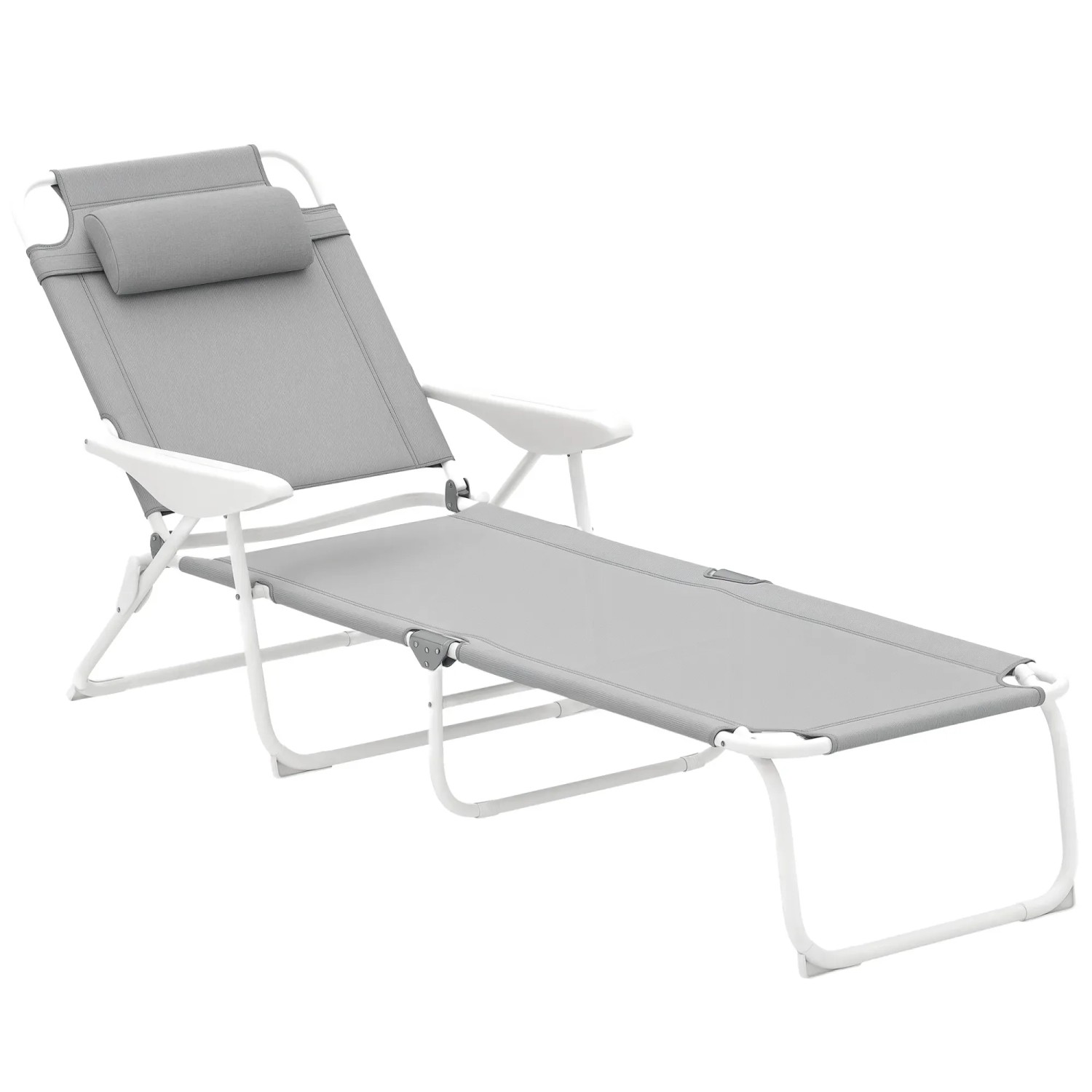Outsunny Sonnenliege Metall  Netzstoff 160L x 66B x 98H cm Hellgrau
