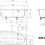 Technische Zeichnung Kaldewei Raumsparwanne Mini 157 cm links, Maße und Ansichten.