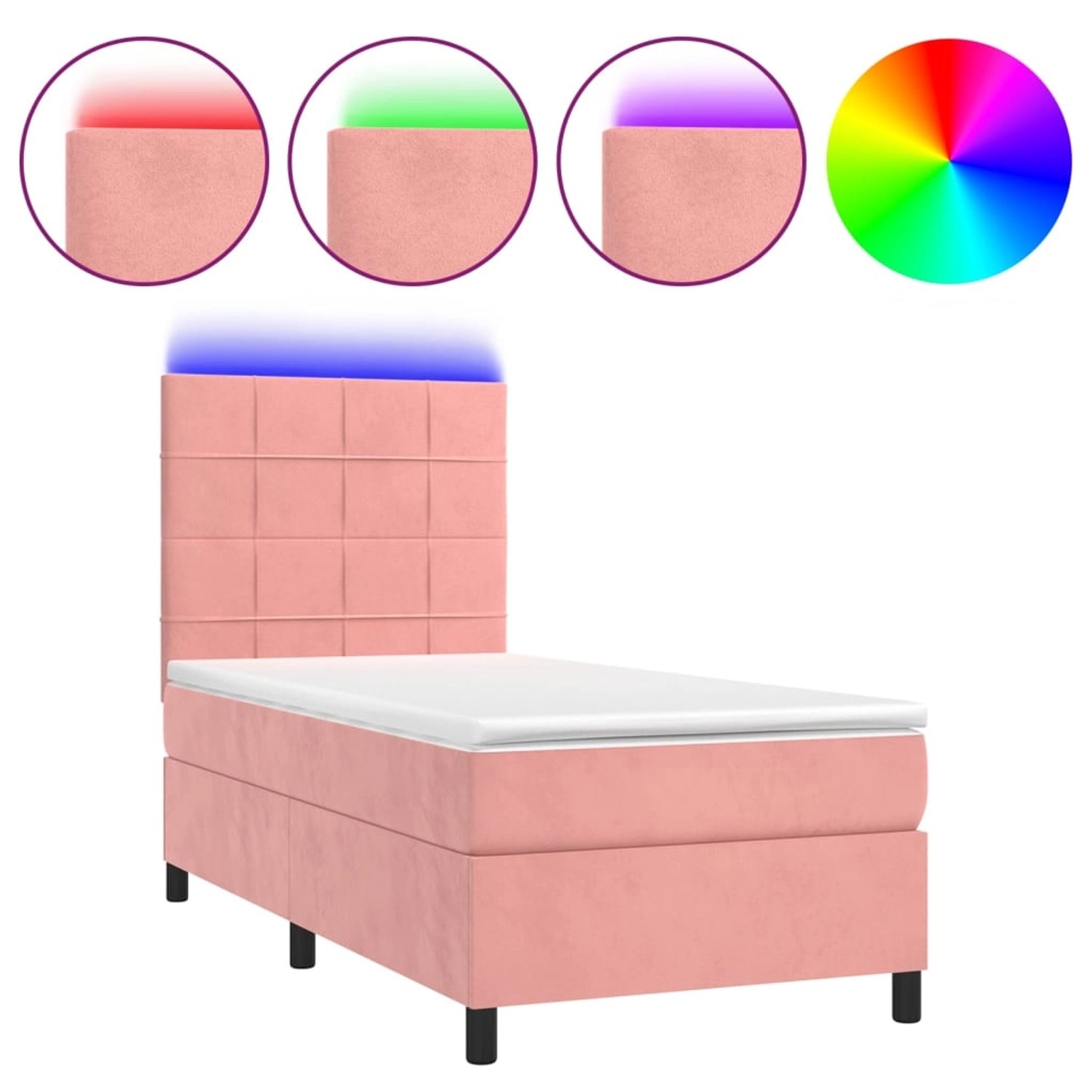 vidaXL Boxspringbett mit Matratze & LED Rosa 100x200 cm Samt1467841 günstig online kaufen