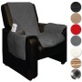 Dunkelgrauer Bestlivings Sesselschoner Lammflor 147x147 cm auf Sessel, mit Seitentasche.