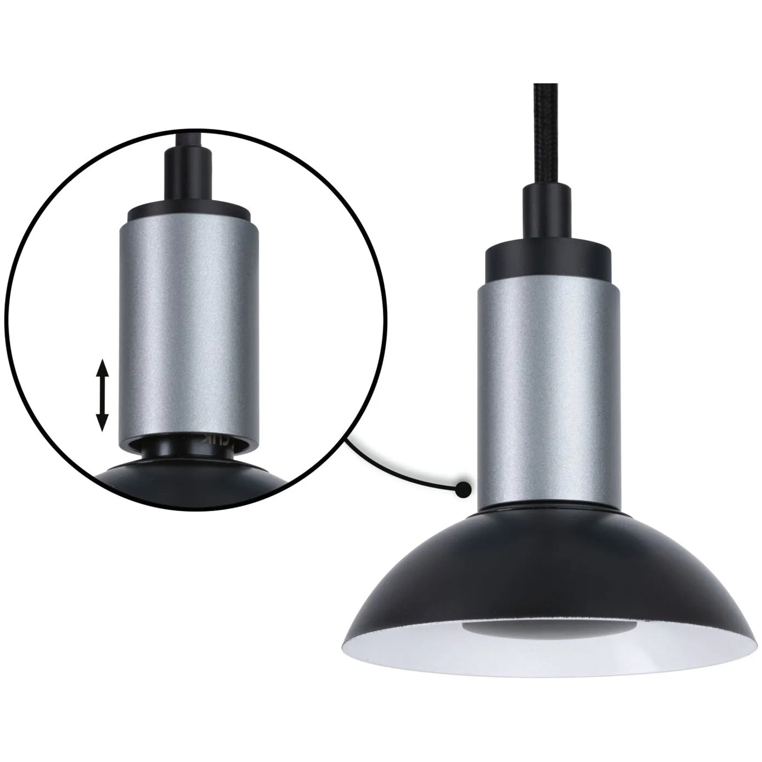 Paulmann Runa Pendelleuchte in Schwarz-Anthrazit, Metall, mit verstellbarem Schaft für GU10 Leuchtmittel.