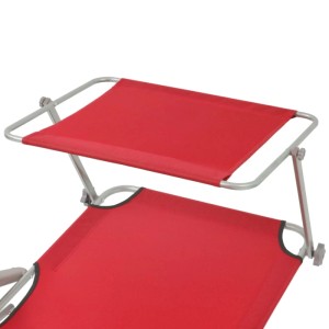 furnicato Sonnenliege Rot mit Stahlgestell und Sonnenschutz
