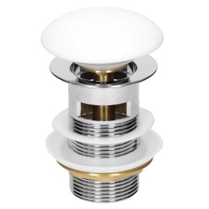 ML-Design Ablaufgarnitur für Waschbecken mit Überlauf, weiß/Edelstahl.