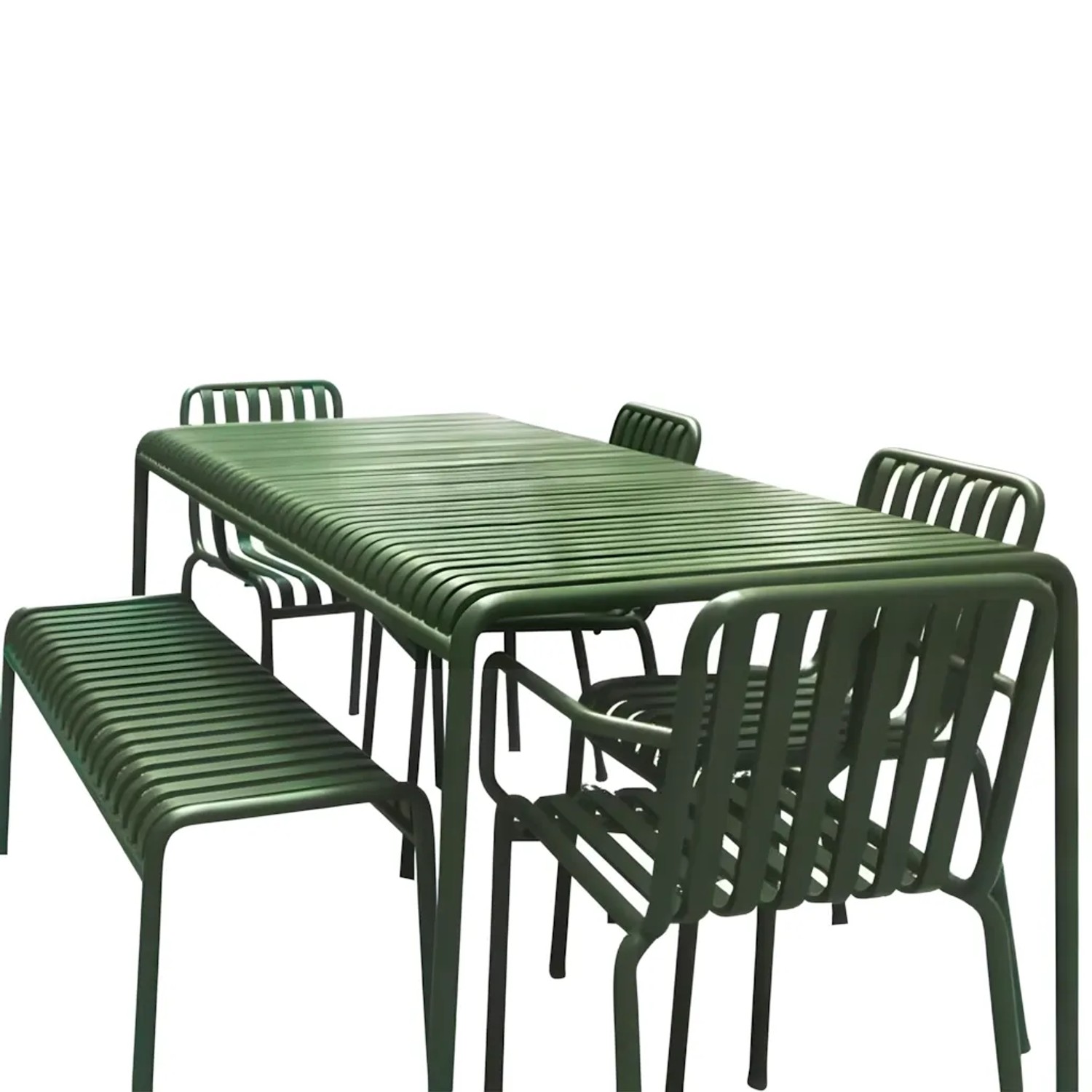 360Home Gartenmöbel Set Grün 180 CM Aus Eisen Tisch Und Stuhl Set Für Gartenrestaurant Cafe Und Außenbereich HYZL1879