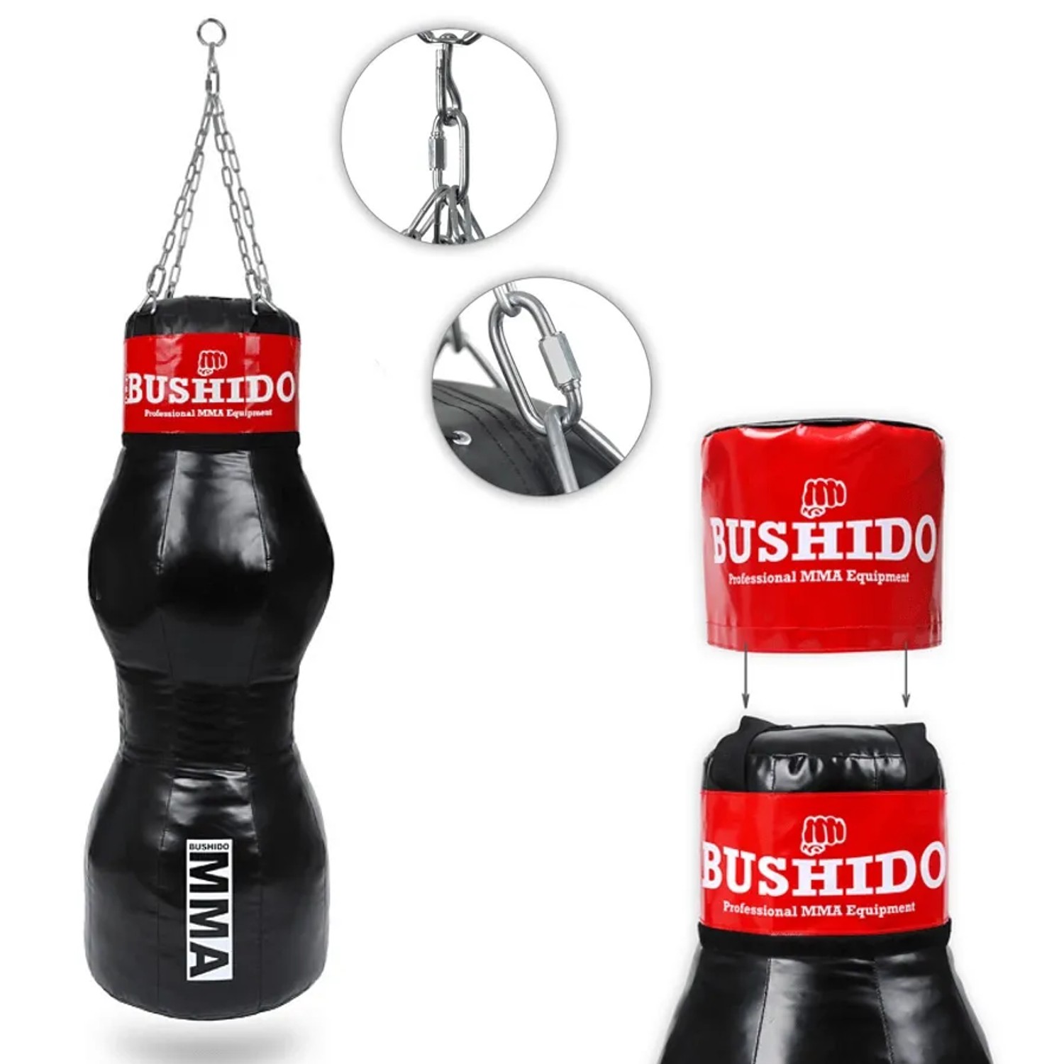 DBX BUSHIDO MMA Boxsack 130 cm 40 kg Gefüllt Trainingssack für MMA Boxen & Kampfsport