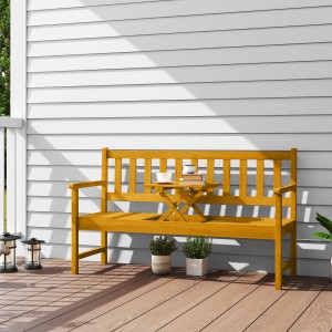 Outsunny Gartenbank 2-Sitzer Akazienholz 149L x 56 5B x 89H cm Teak