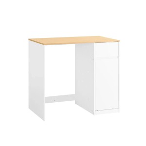 SoBuy Waschmaschinenschrank mit Wäschekorb Badezimmerschrank Weiß-Natur 100x90x60cm BZR217-WN
