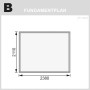 Fundamentplan Karibu Holz-Gartenhaus Neuenburg 3, 238x210 cm. Maße in mm.