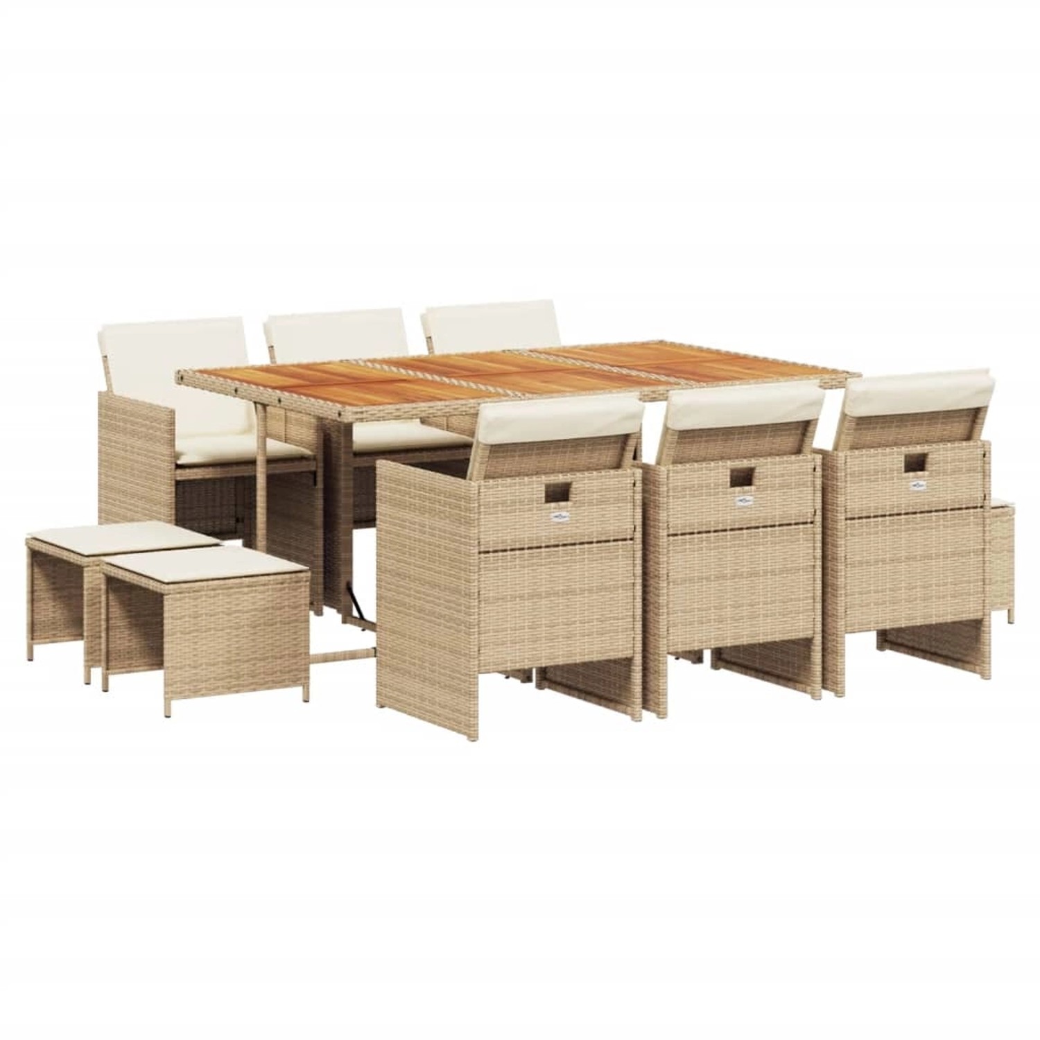 vidaXL 11-tlg Garten-Essgruppe mit Kissen Beige Poly Rattan Modell 12 günstig online kaufen