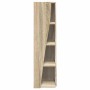 Hoher Eckschrank Sonoma-Eiche mit 4 offenen Regalen aus Holzwerkstoff. Modernes, platzsparendes Design für Wohnzimmer.